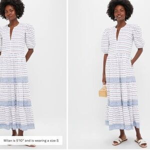 OLIPHANT Exclusive Ellis Blue Puff Sleeve Maxi Dress Small